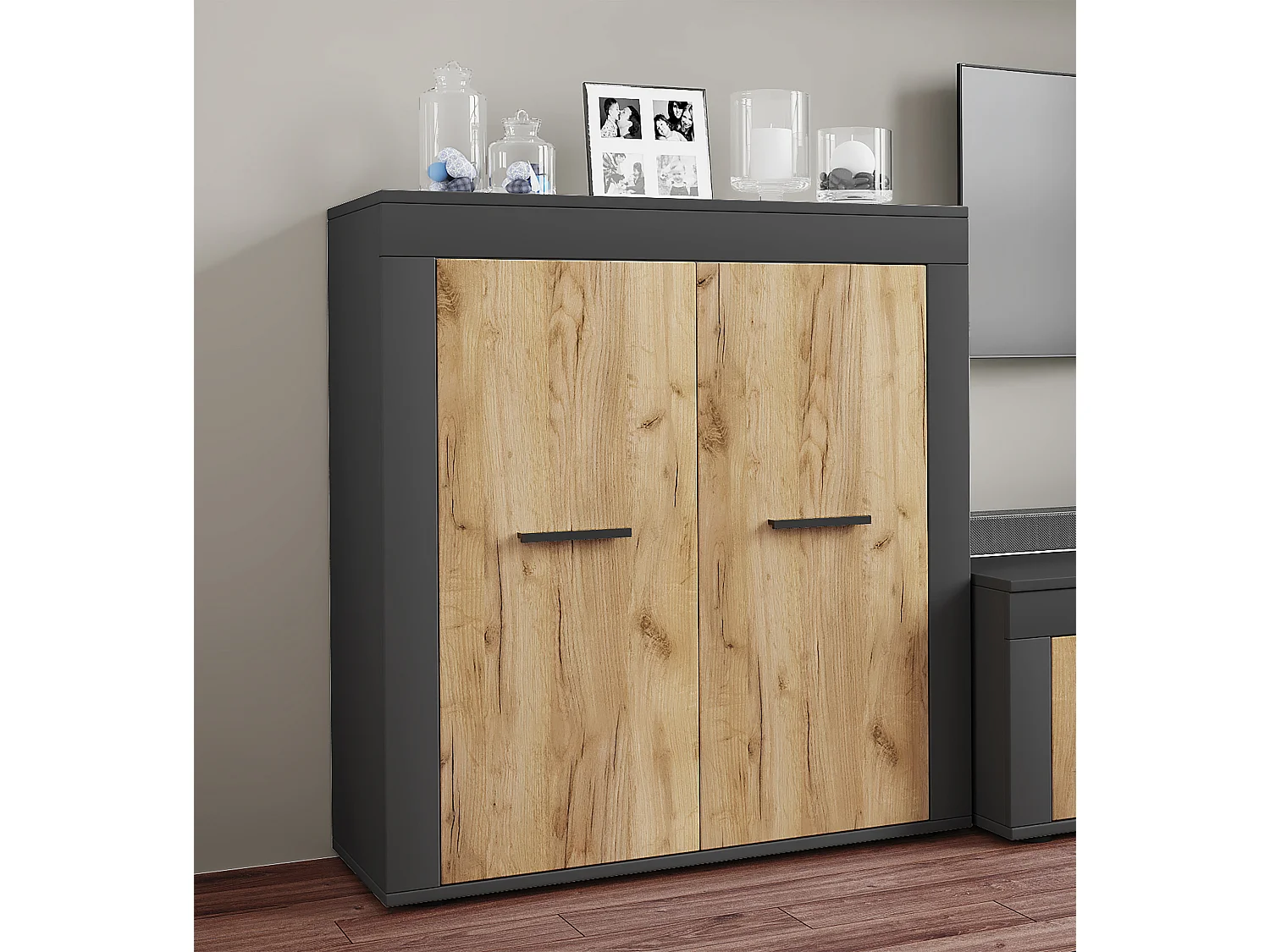 Holz Kommode Sideboard Anrichte Usilo 2 Drehtüren