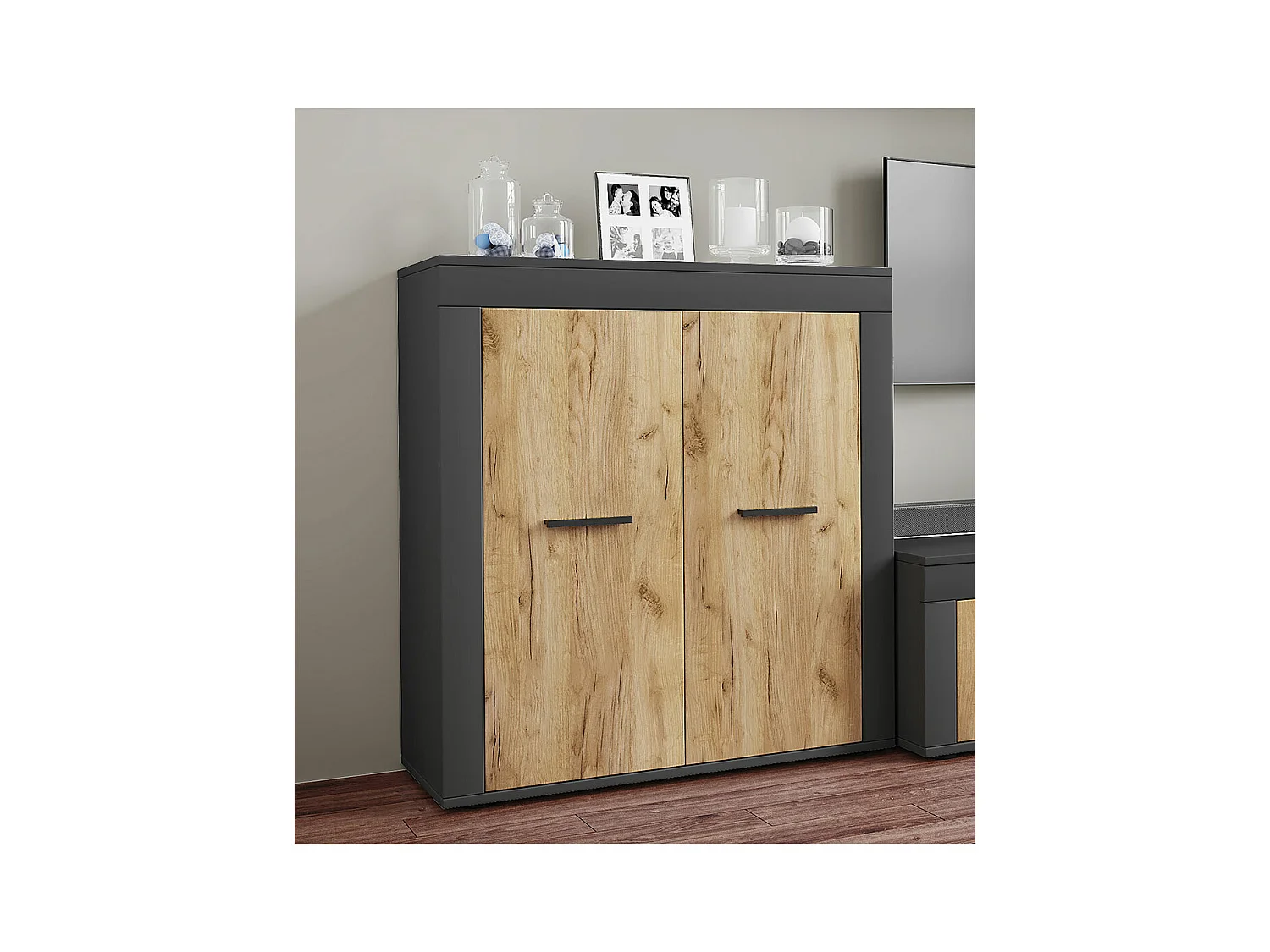 Holz Kommode Sideboard Anrichte Usilo 2 Drehtüren