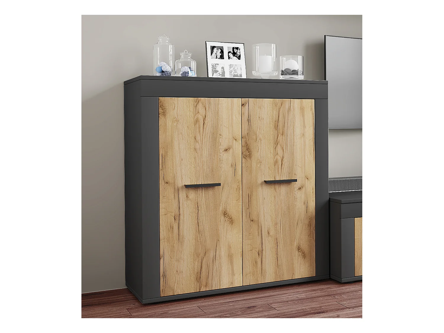 Holz Kommode Sideboard Anrichte Usilo 2 Drehtüren