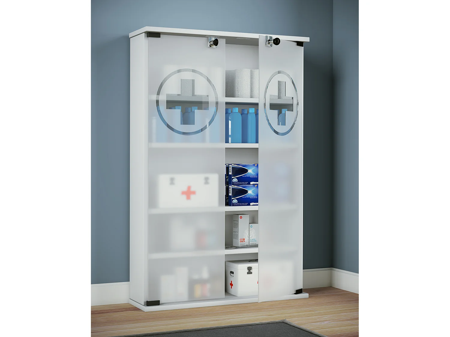 Medical cabinet Honula White H. 91 x W. 60 x D. 17 cm