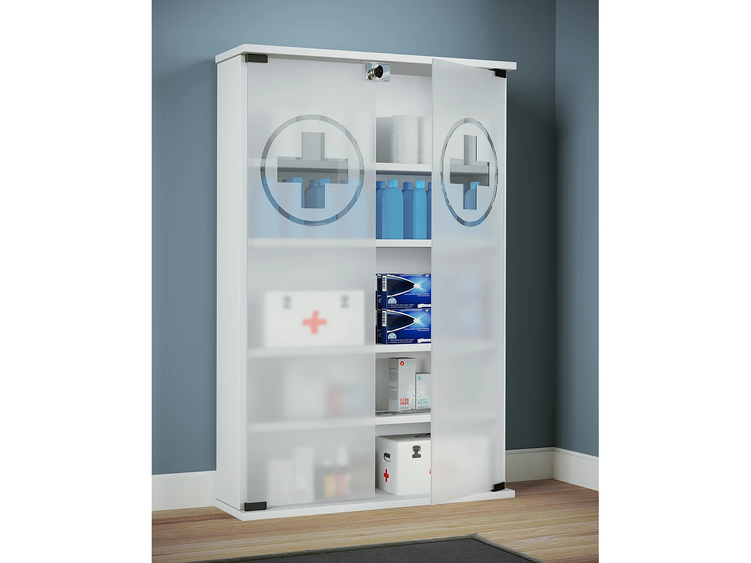Medical cabinet Honula White H. 91 x W. 60 x D. 17 cm