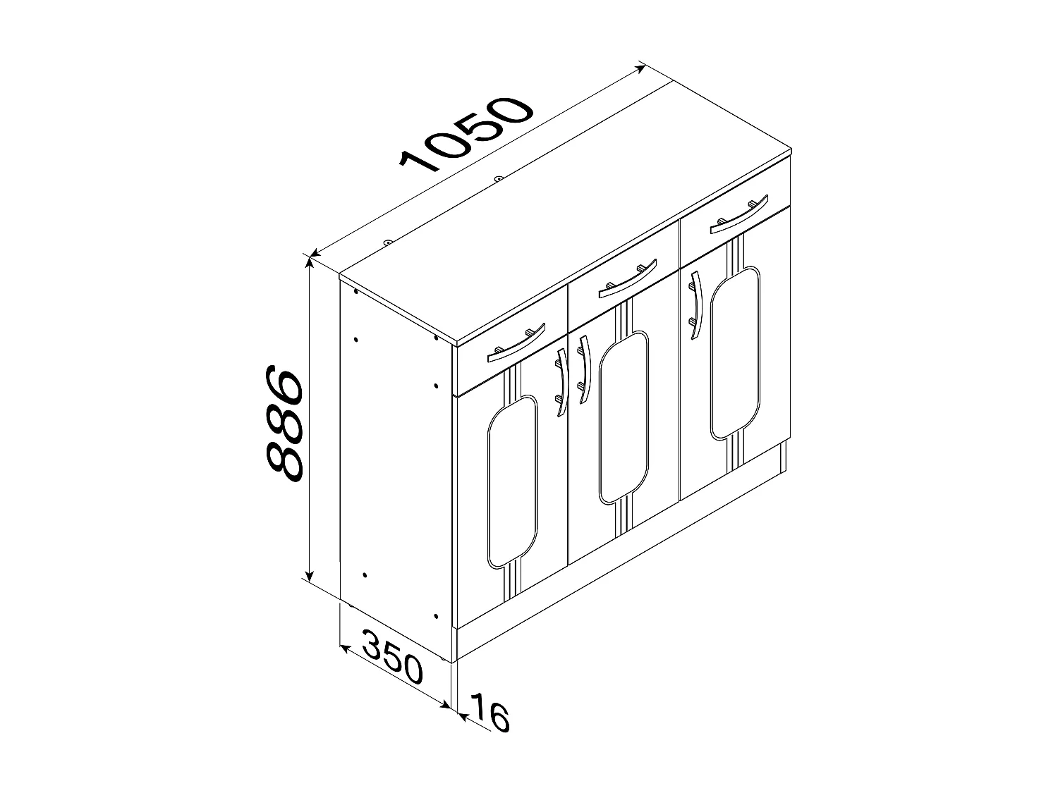 Commode Sideboard Balia 3 portes battantes