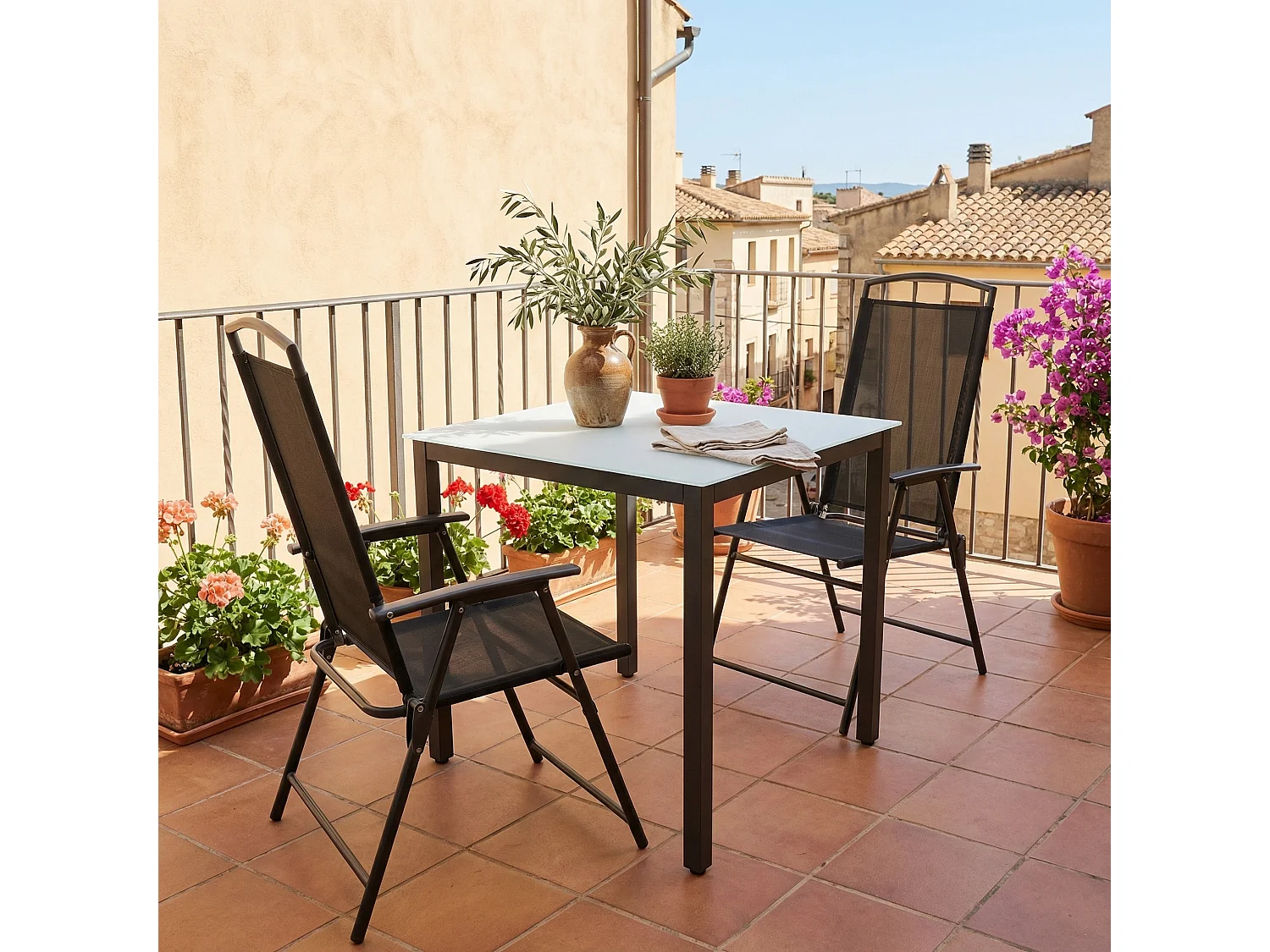 Chaise de jardin 2 pièces Chaise haute Chaise pliante