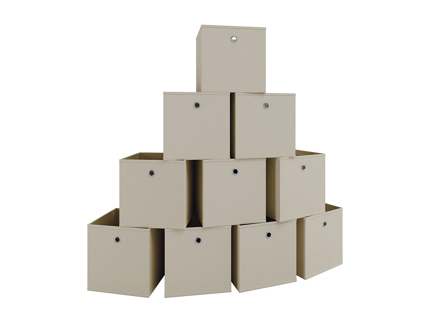 VCM Set de 10 boîtes pliantes Boîte pliante en tissu Boîte pliante Boîte à étagères Rangement Boxas (Blanc-Naturel)