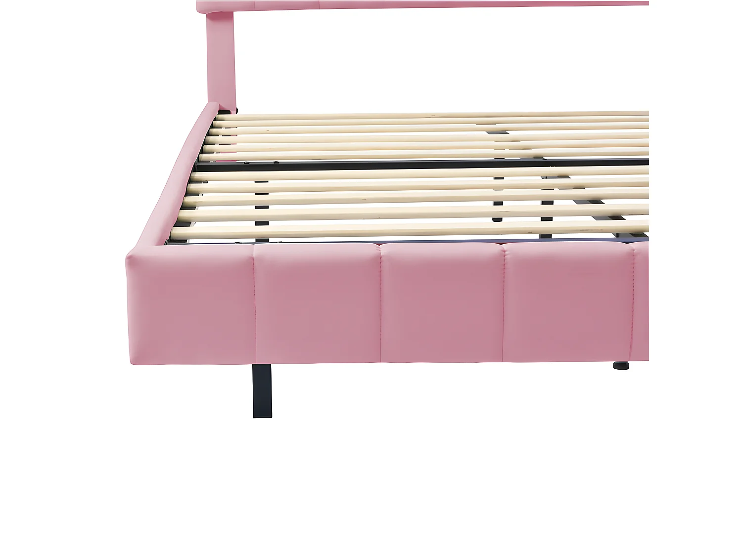 Volwassen bed 160x200cm - zwevend bed met LED en 2 USB-poorten + lattenbodem - linnen stof - Roze
