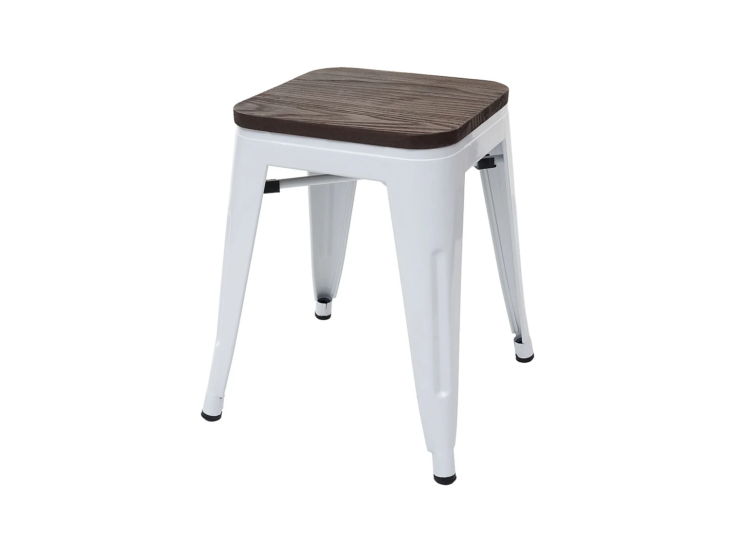 2x tabouret MCW-A73, assise en bois incluse,  blanc