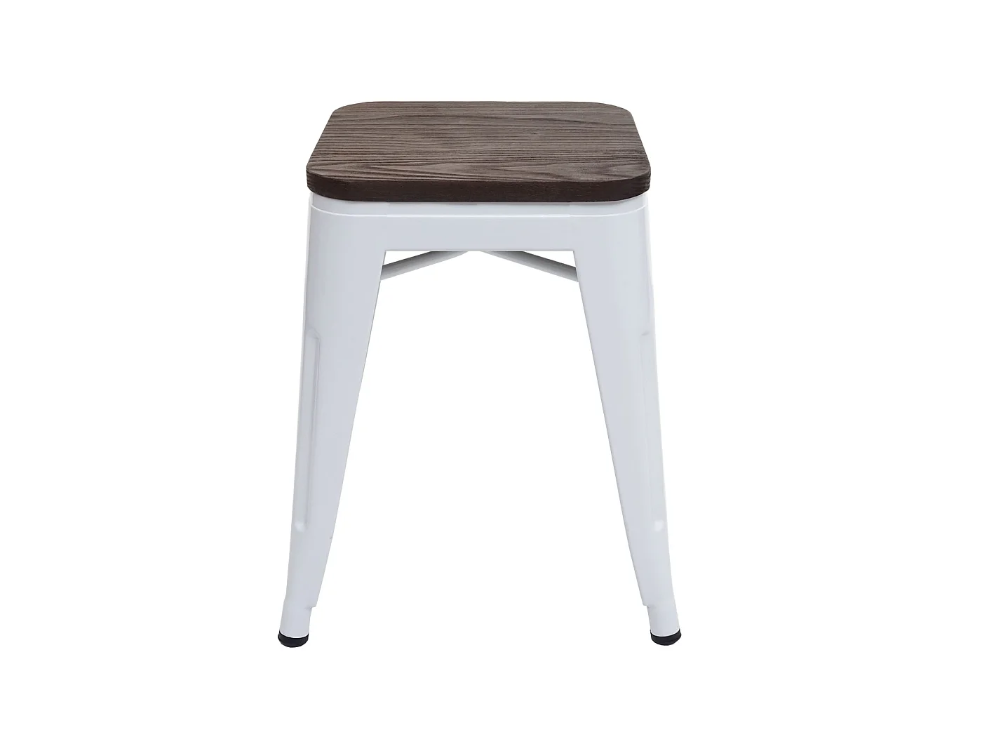 2x tabouret MCW-A73, assise en bois incluse,  blanc