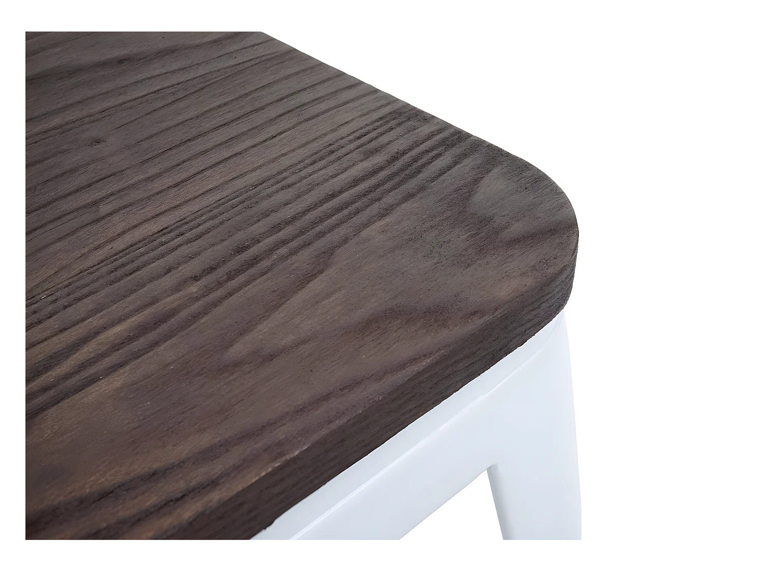 2x tabouret MCW-A73, assise en bois incluse,  blanc