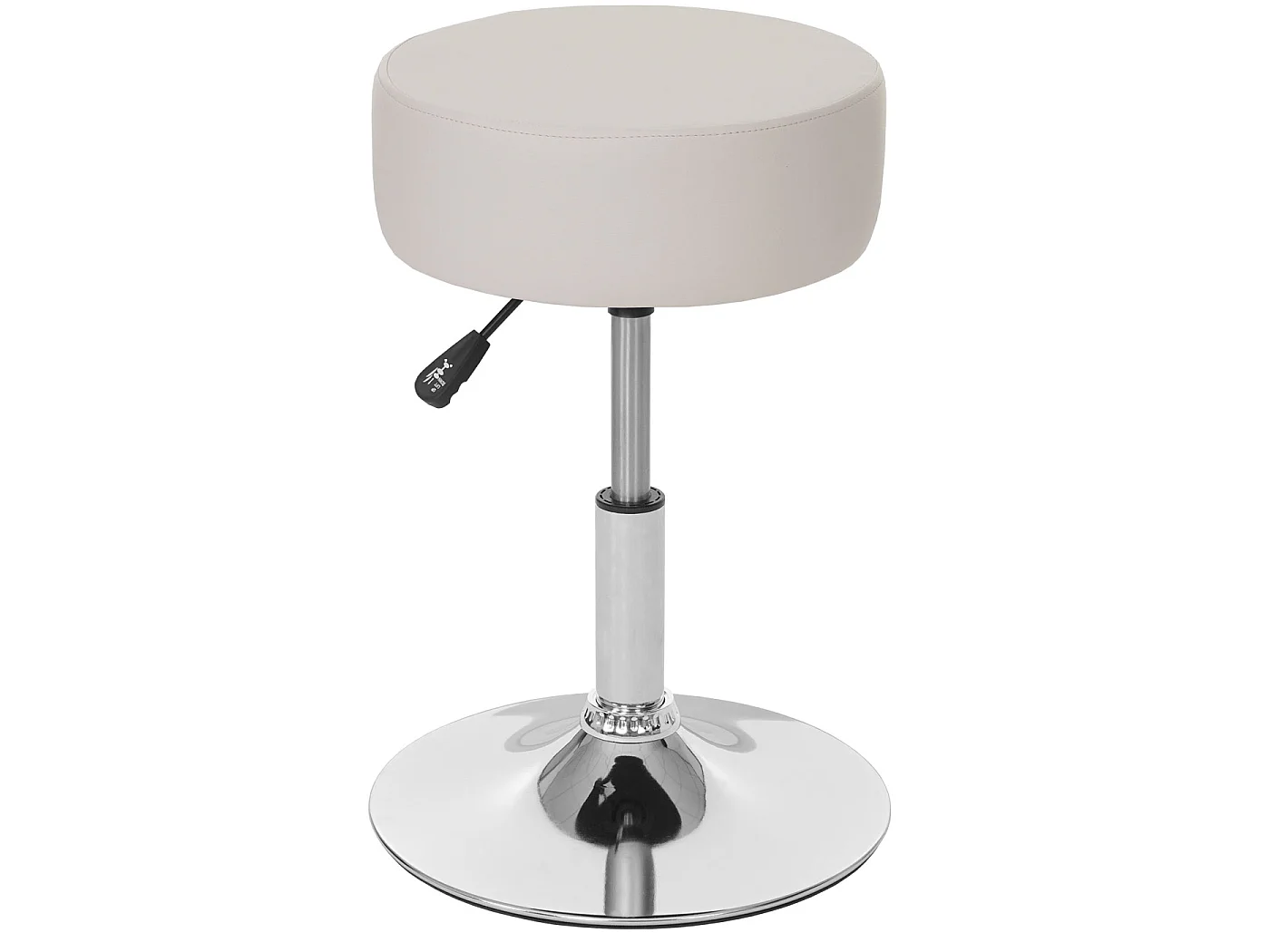 Set 2 sgabelli girevole regolabile MCW-C22 cromato ecopelle Ø 35cm avorio