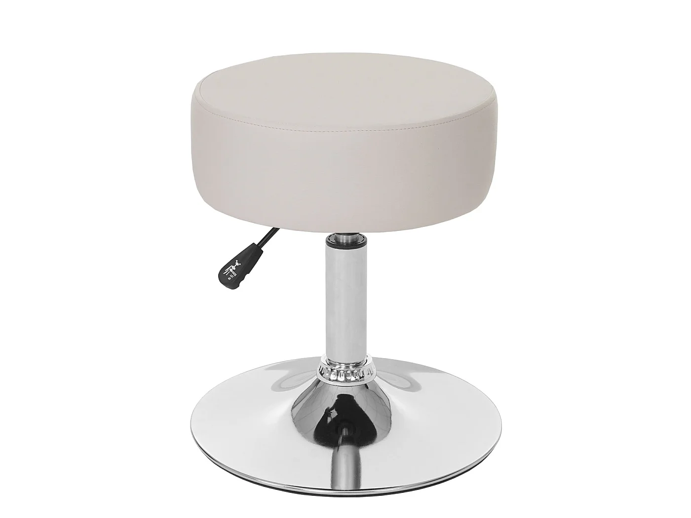 Set 2 sgabelli girevole regolabile MCW-C22 cromato ecopelle Ø 35cm avorio