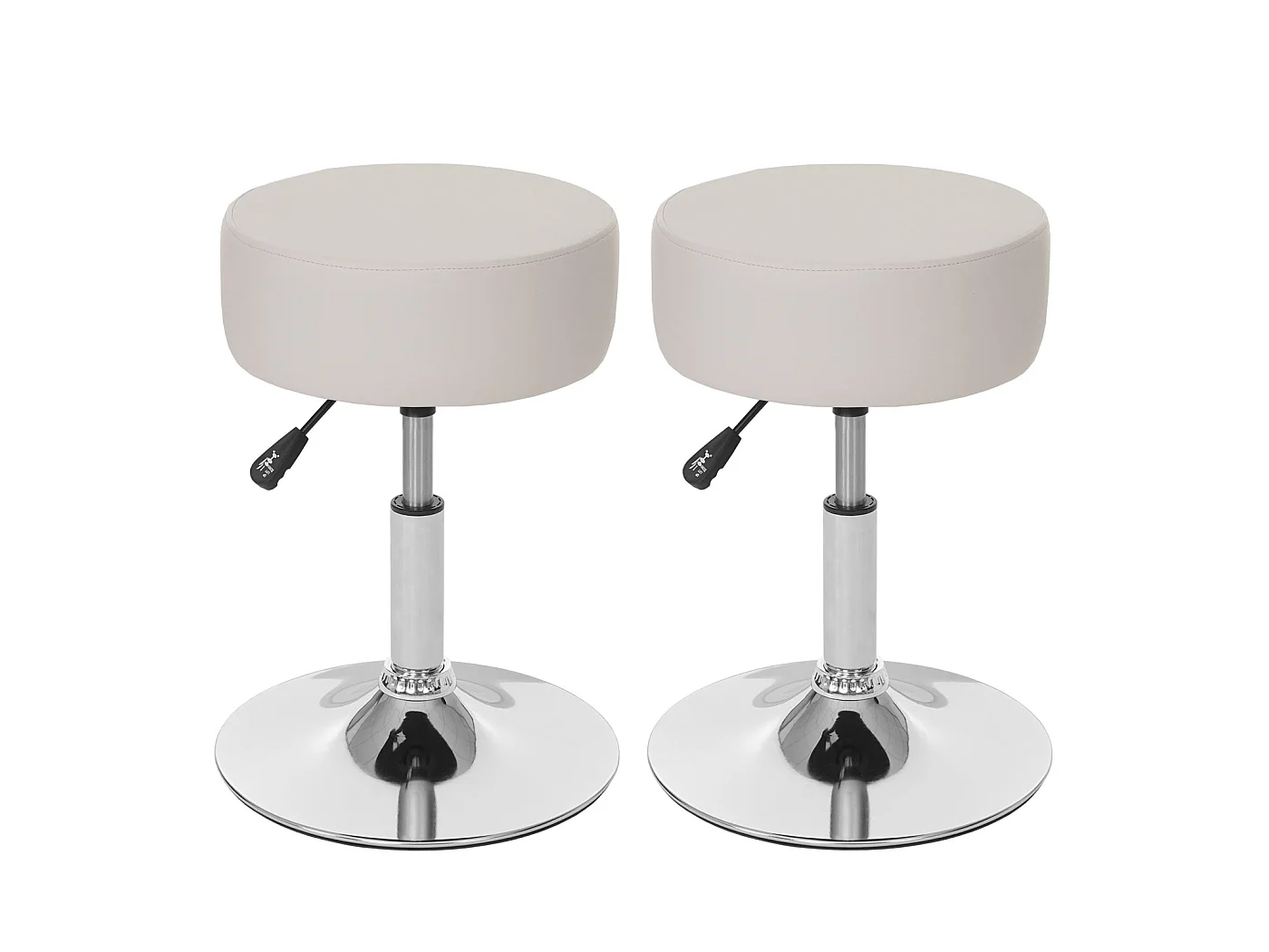 Lot de 2 tabourets MCW-C22,  similicuir crème