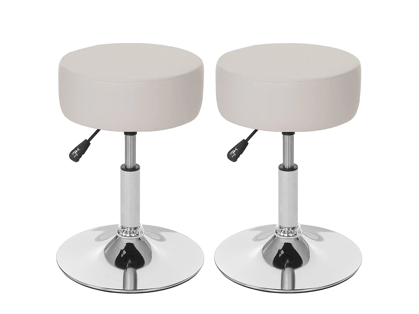 Lot de 2 tabourets MCW-C22,  similicuir crème