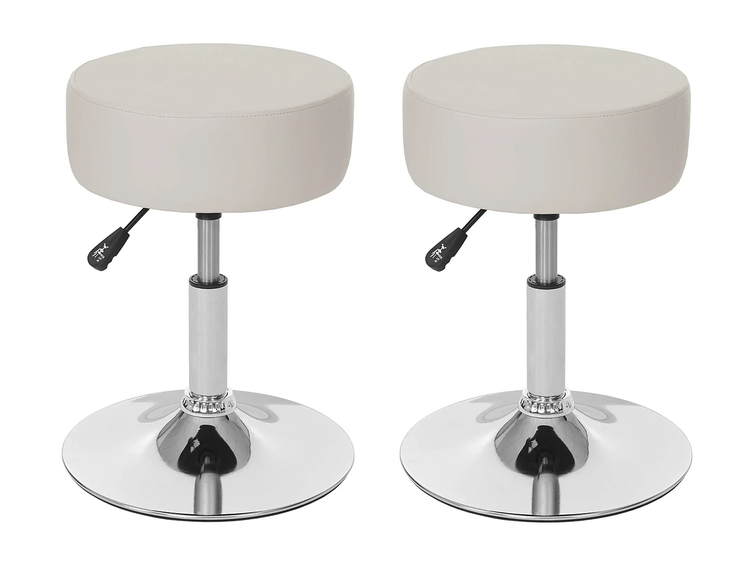 Lot de 2 tabourets MCW-C22,  similicuir crème