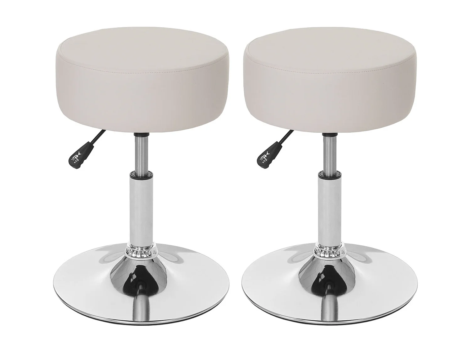 Zestaw 2 stołków MCW-C22,  imitacja skóry, kremowy