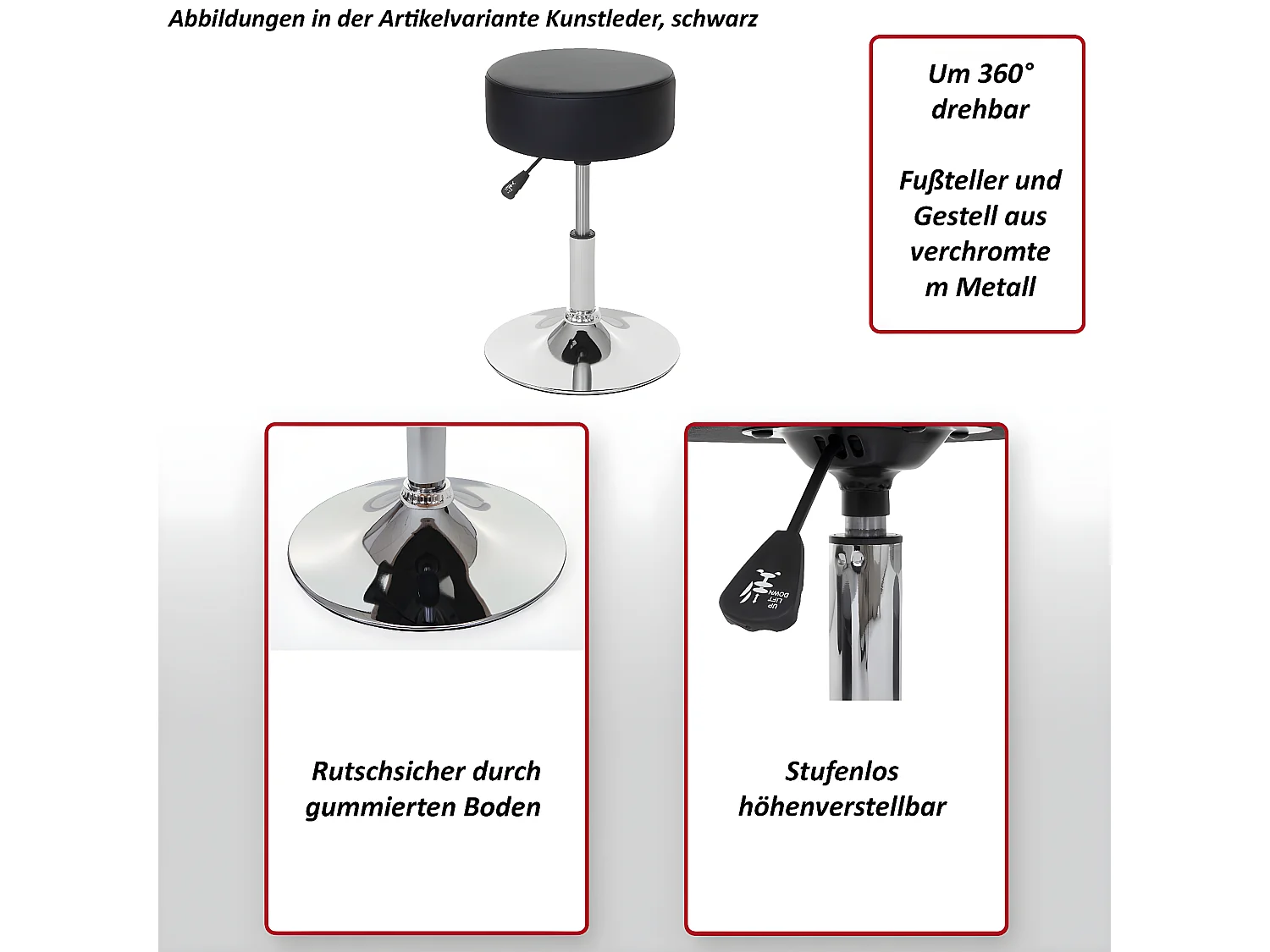 Set van 2 krukken MCW-C22,  textiel, grijs