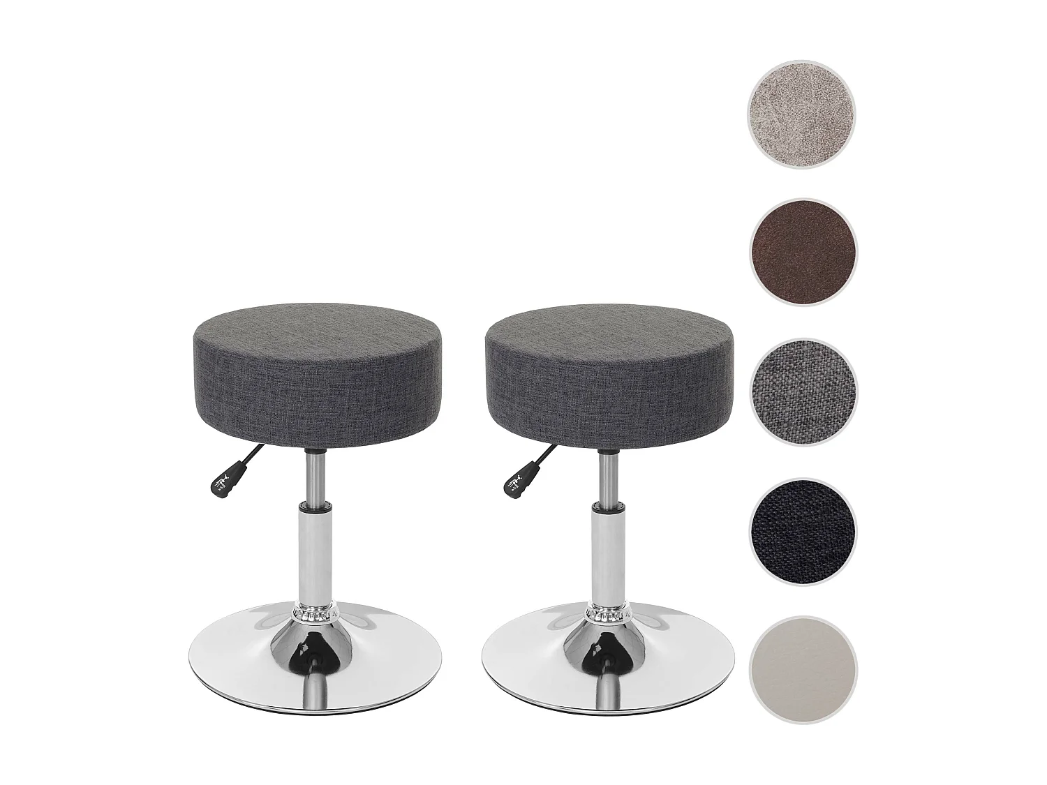 Lot de 2 tabourets MCW-C22,  gris