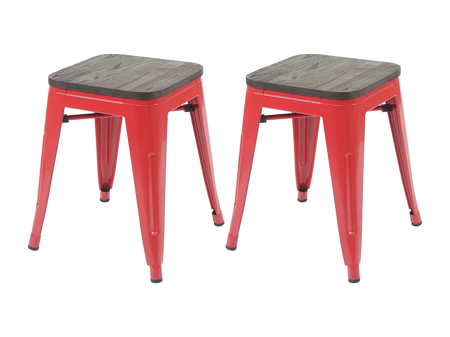 Taburete MCW-A73 (set de 2) Asiento de madera,  rojo