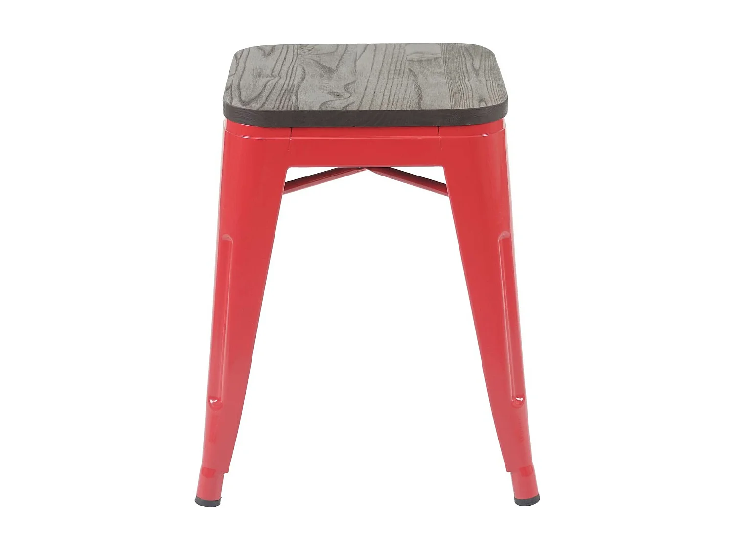 2x tabouret MCW-A73, assise en bois incluse,  rouge