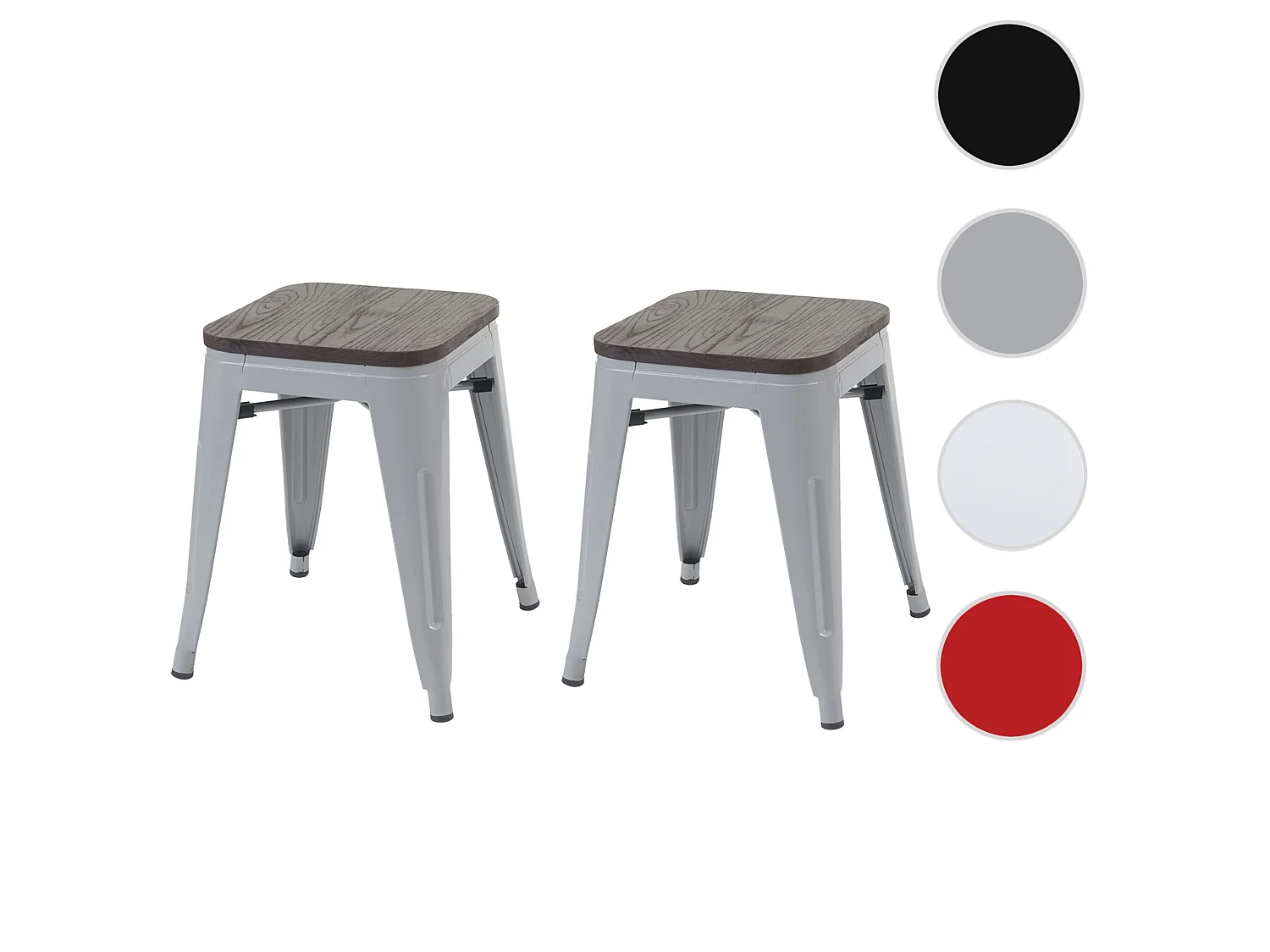 Taburete MCW-A73 (set de 2) Asiento de madera,  gris