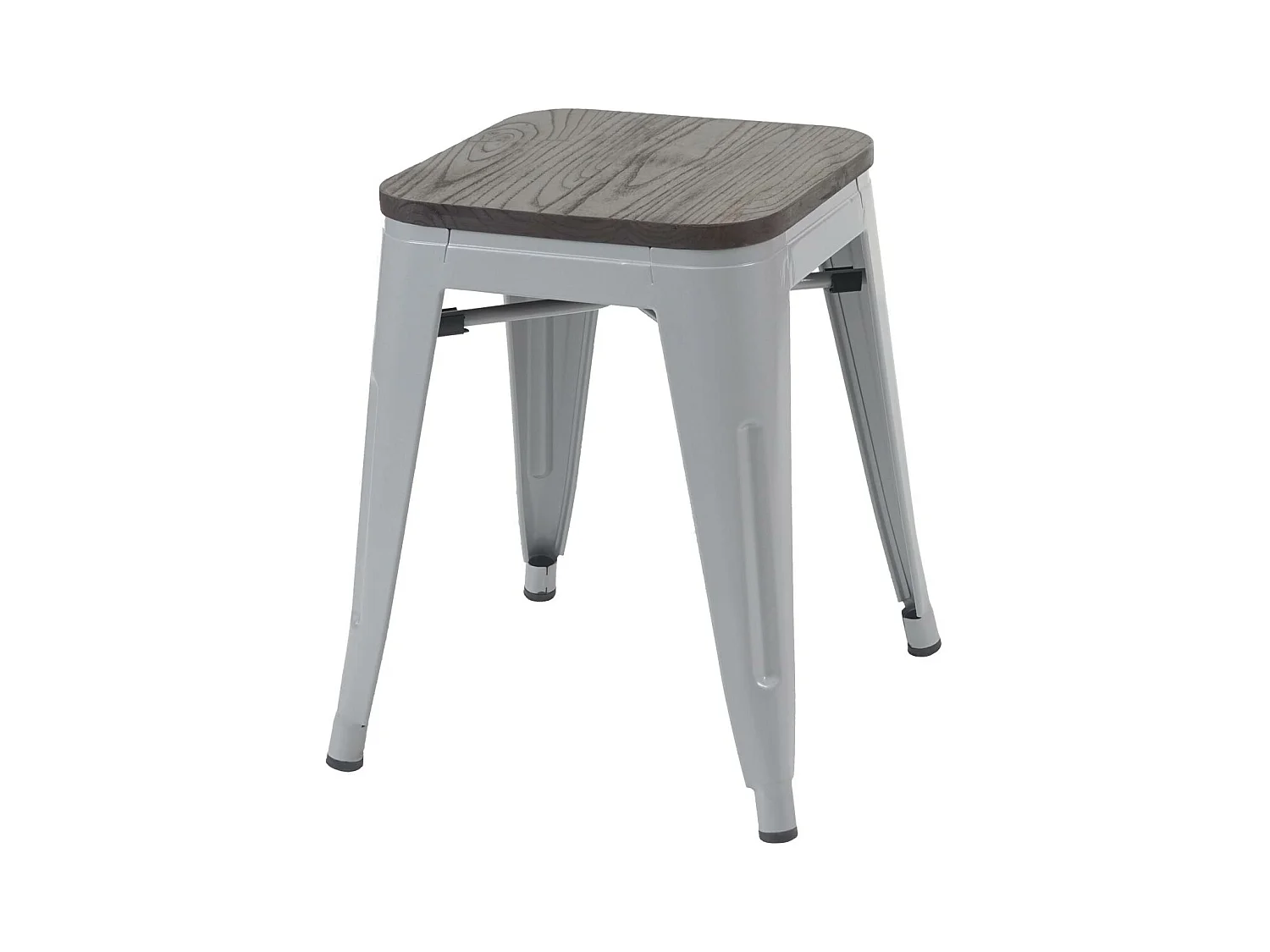 Hocker MCW-A73 (2er-Set) Holz-Sitzfläche, Grau