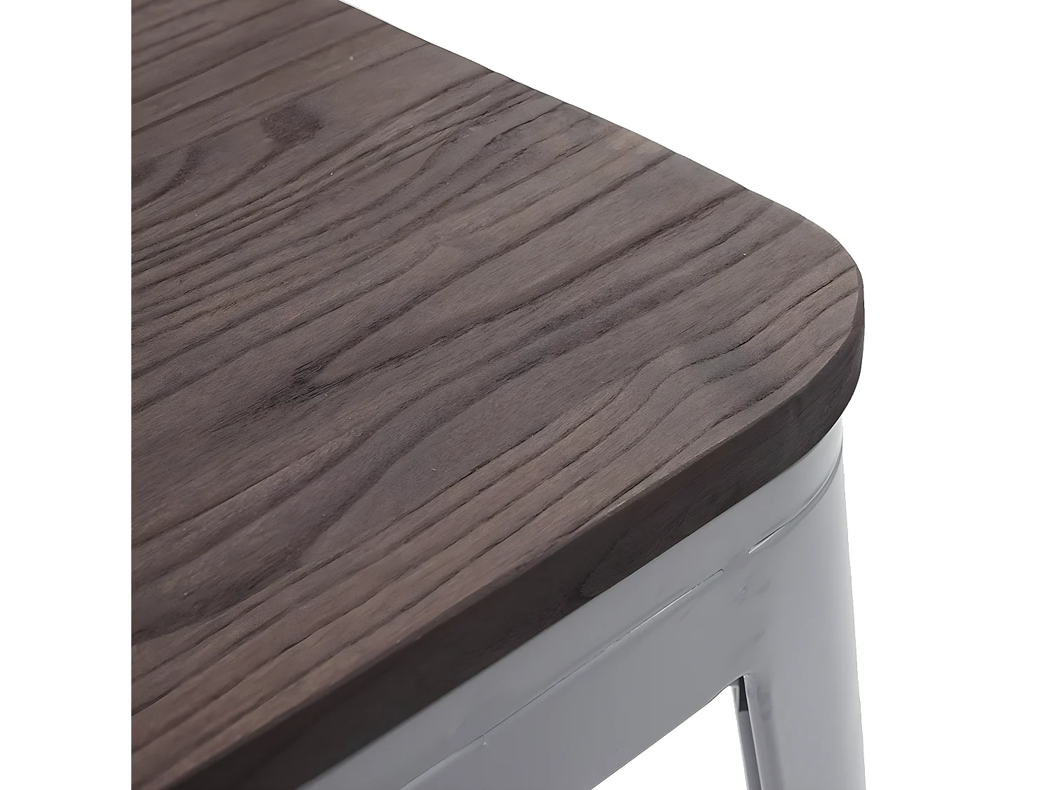 2x tabouret MCW-A73, assise en bois incluse,  gris