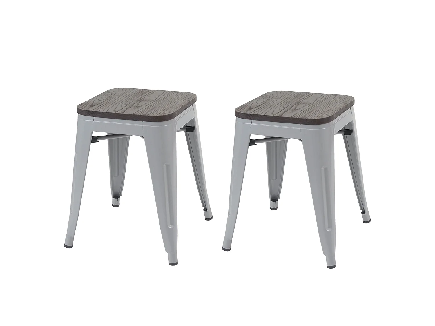 Kruk MCW-A73 (set van 2) Houten zitting,  grijs
