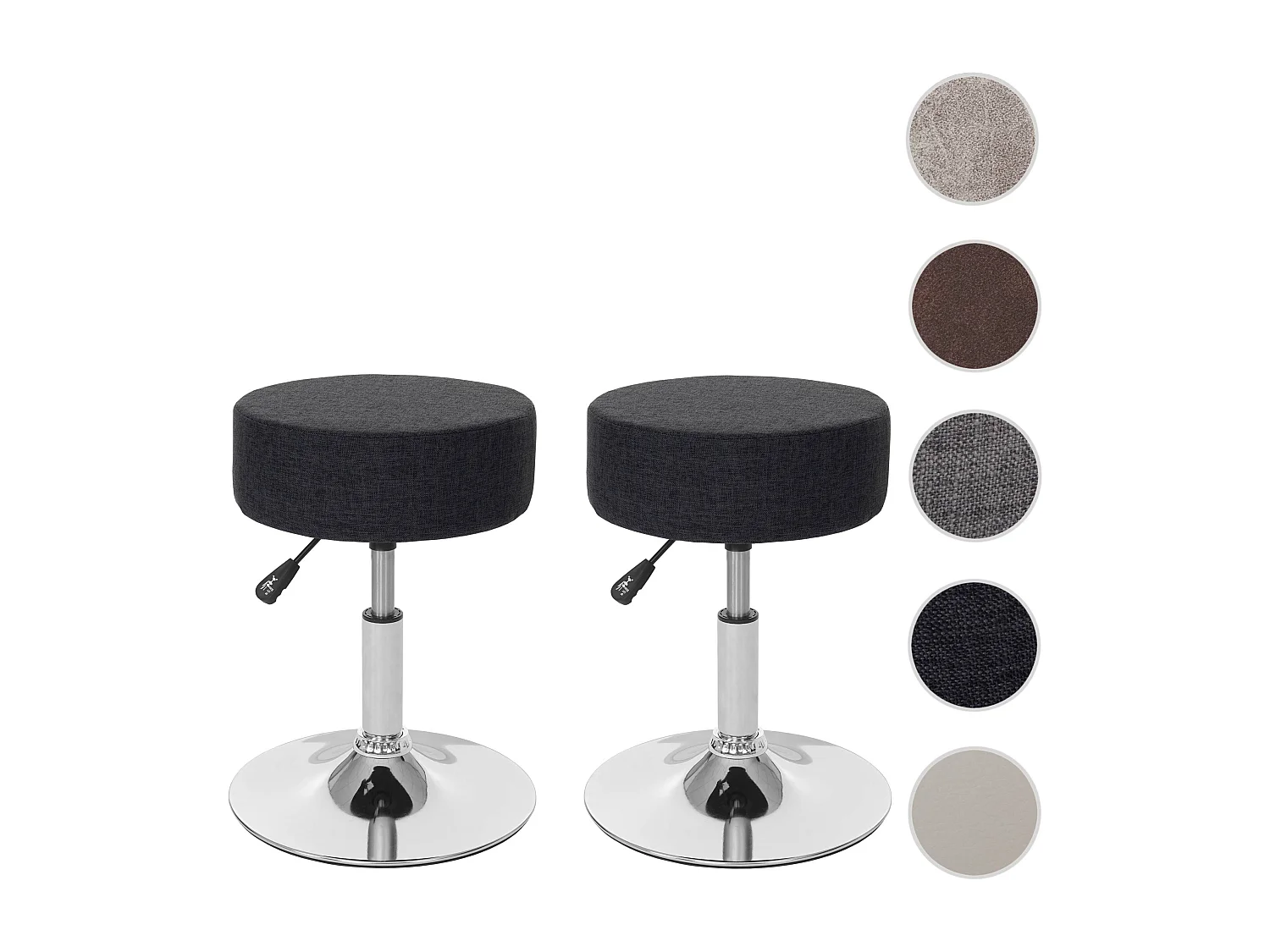 Lot de 2 tabourets MCW-C22,  gris foncé