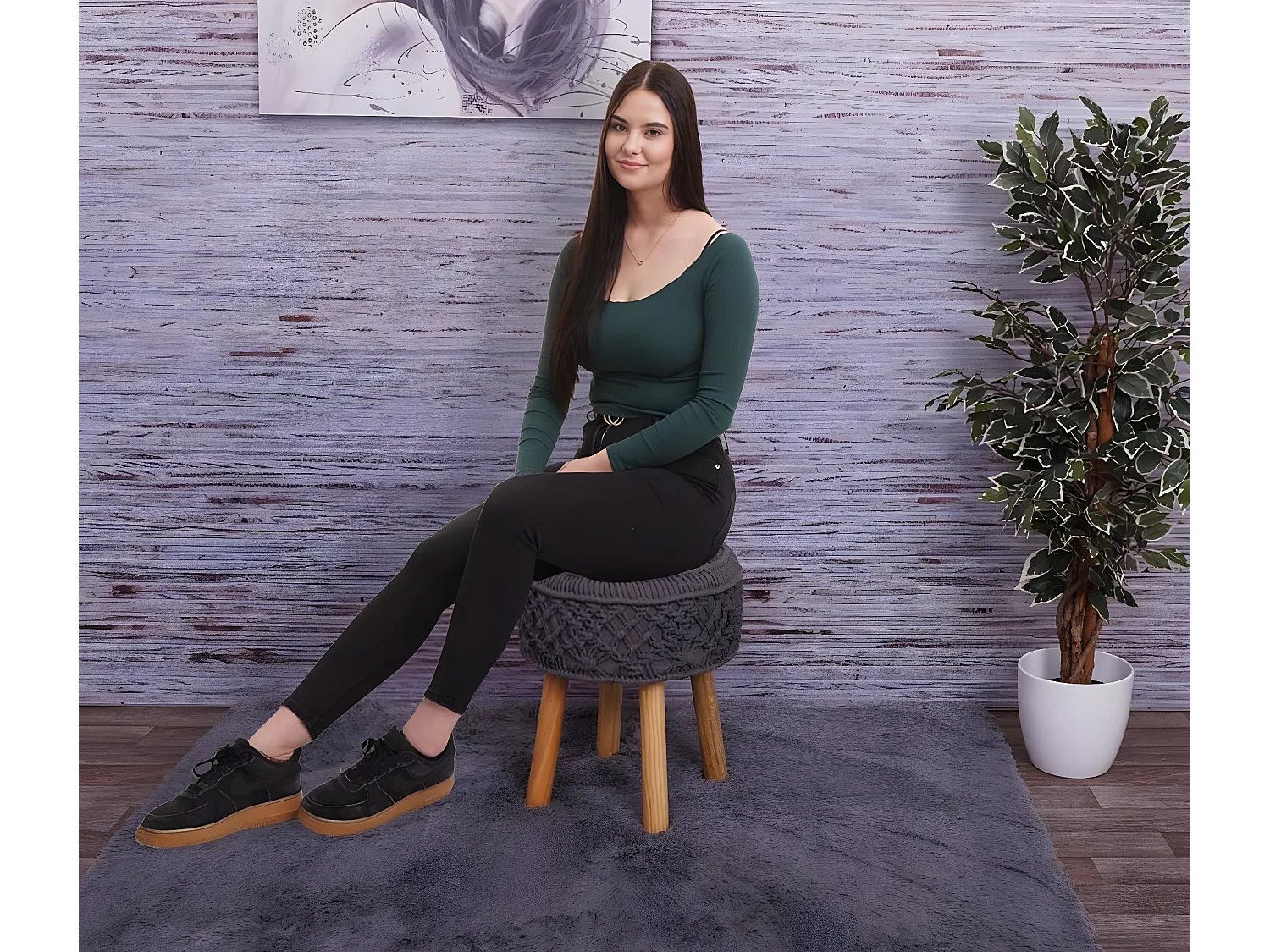 Pouf MCW-J43,  gris foncé