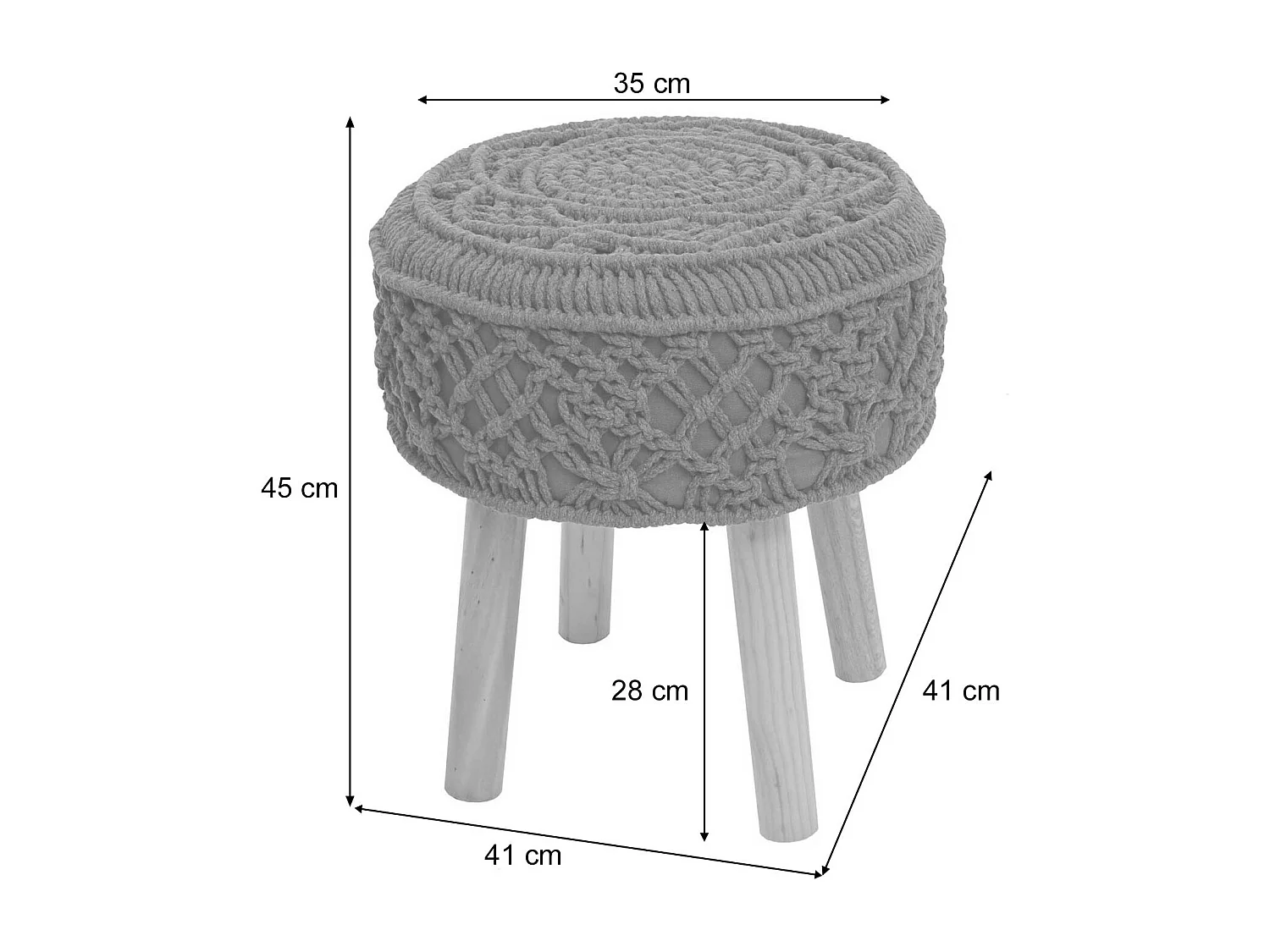 Pouf MCW-J43,  gris foncé