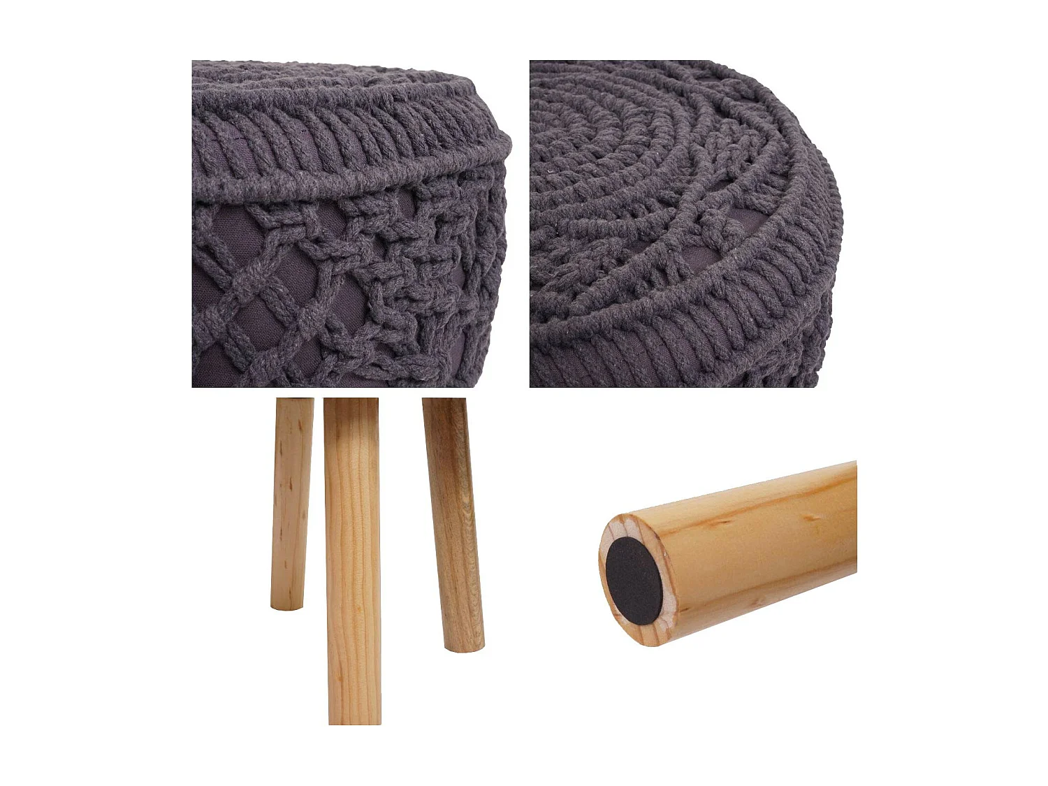 Pouf MCW-J43,  gris foncé