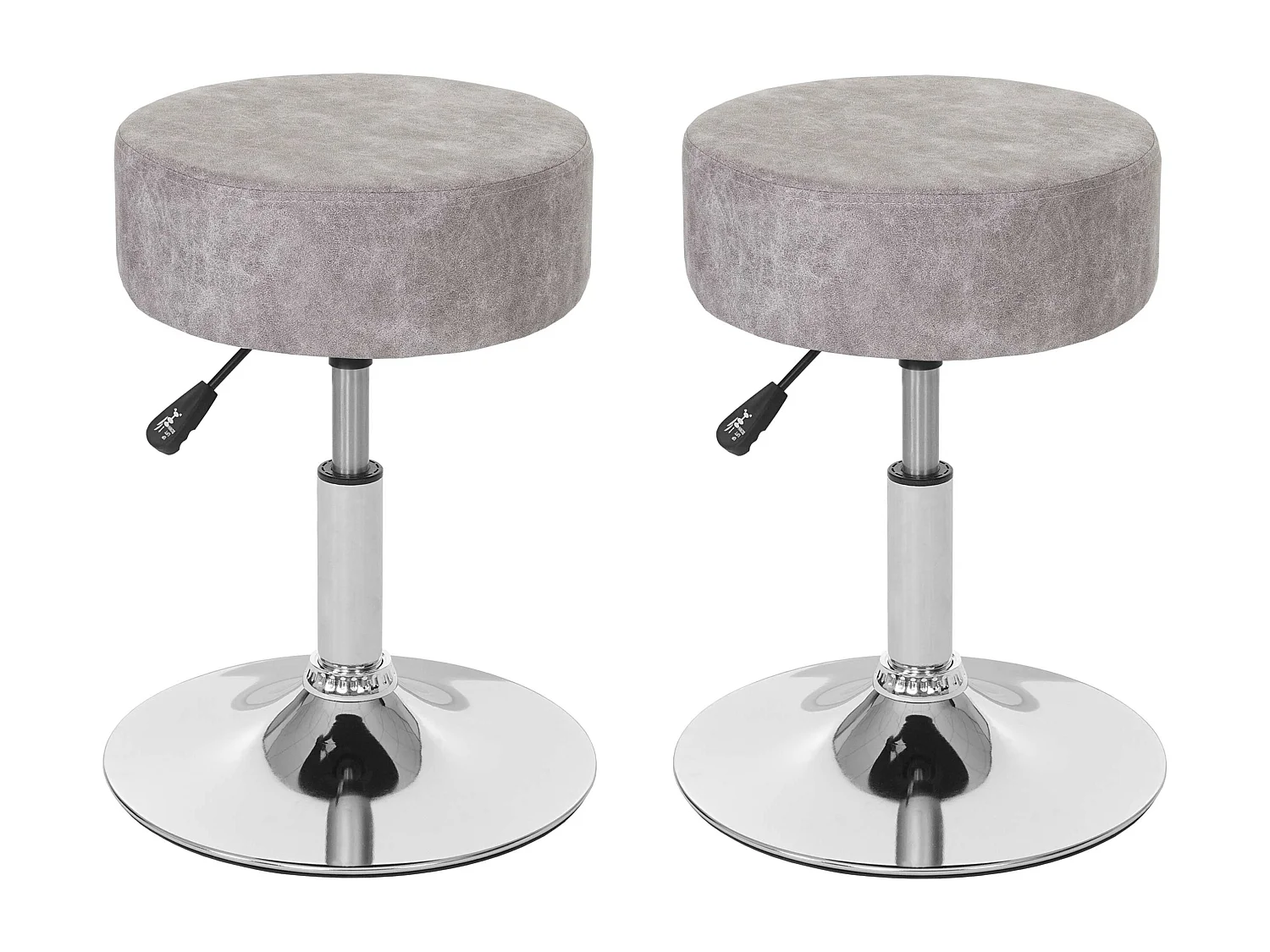 Set van 2 krukken MCW-C22,  imitatie suède, vintage grijs