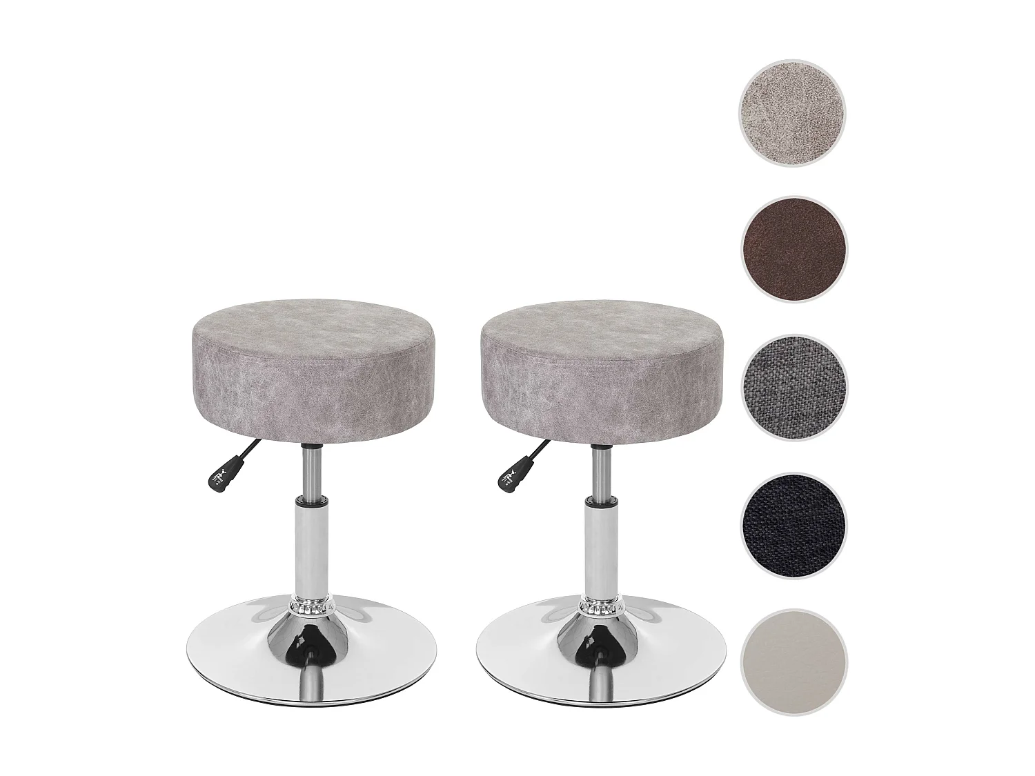 Lot de 2 tabourets MCW-C22,  gris vintage