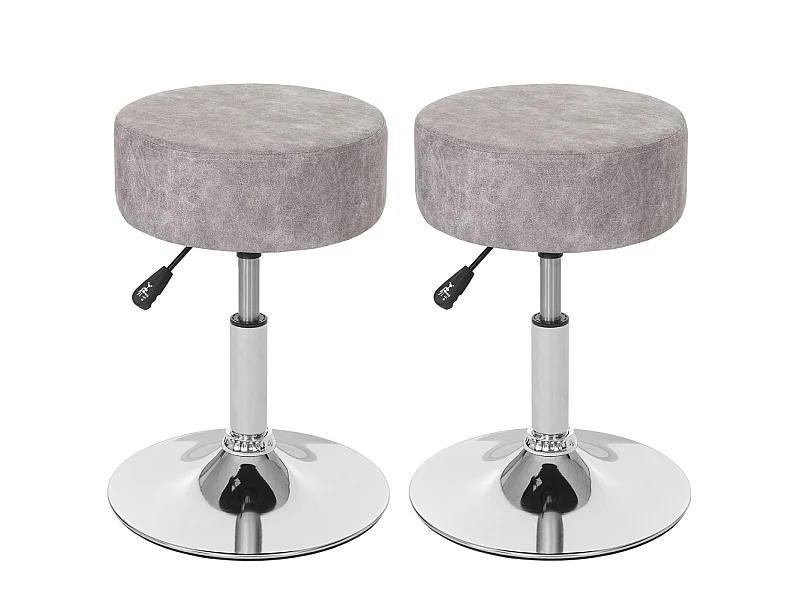 Zestaw 2 stołków MCW-C22,  imitacja zamszu, szary vintage