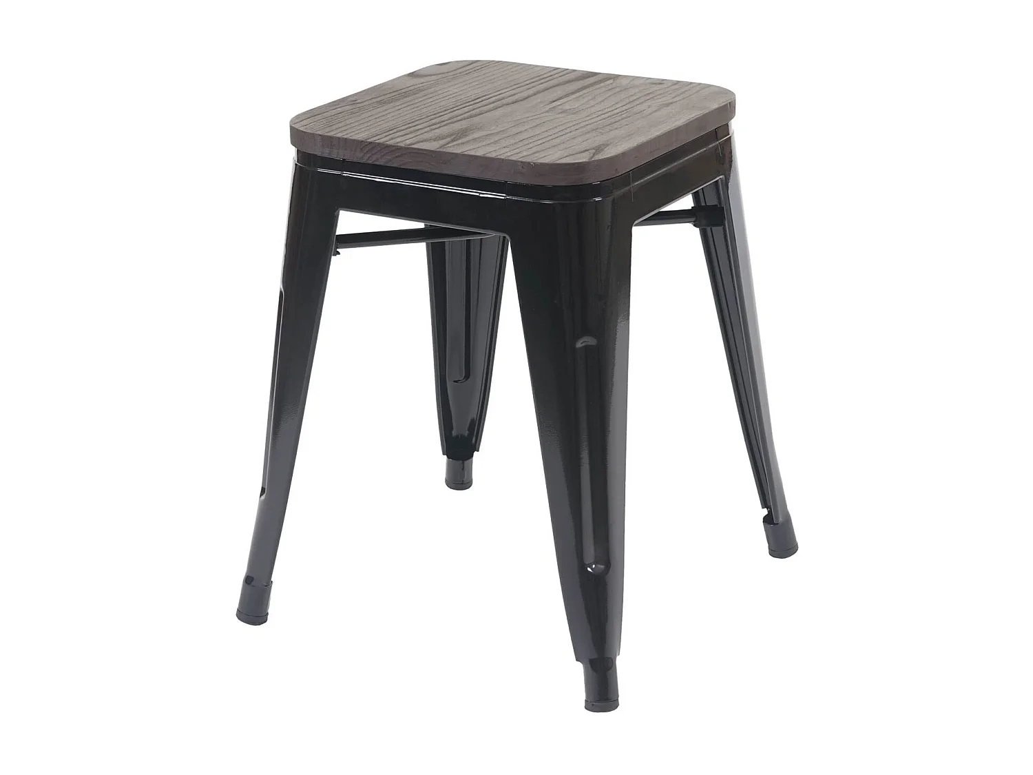 Taboret MCW-A73 (zestaw 6 sztuk) Drewniane siedzisko,  czarne