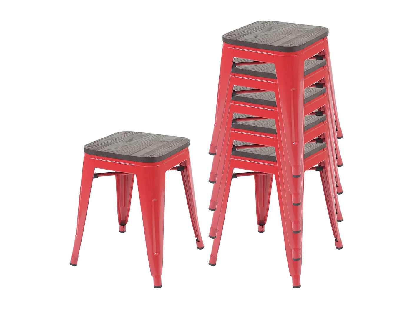 Kruk MCW-A73 (set van 6) Houten zitting,  rood