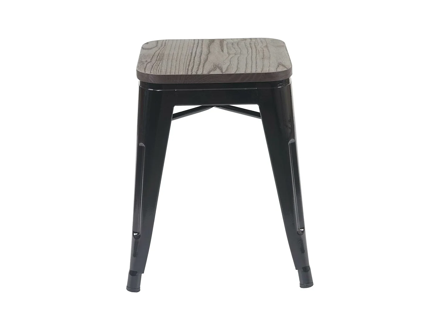 2x tabouret MCW-A73, assise en bois incluse,  noir