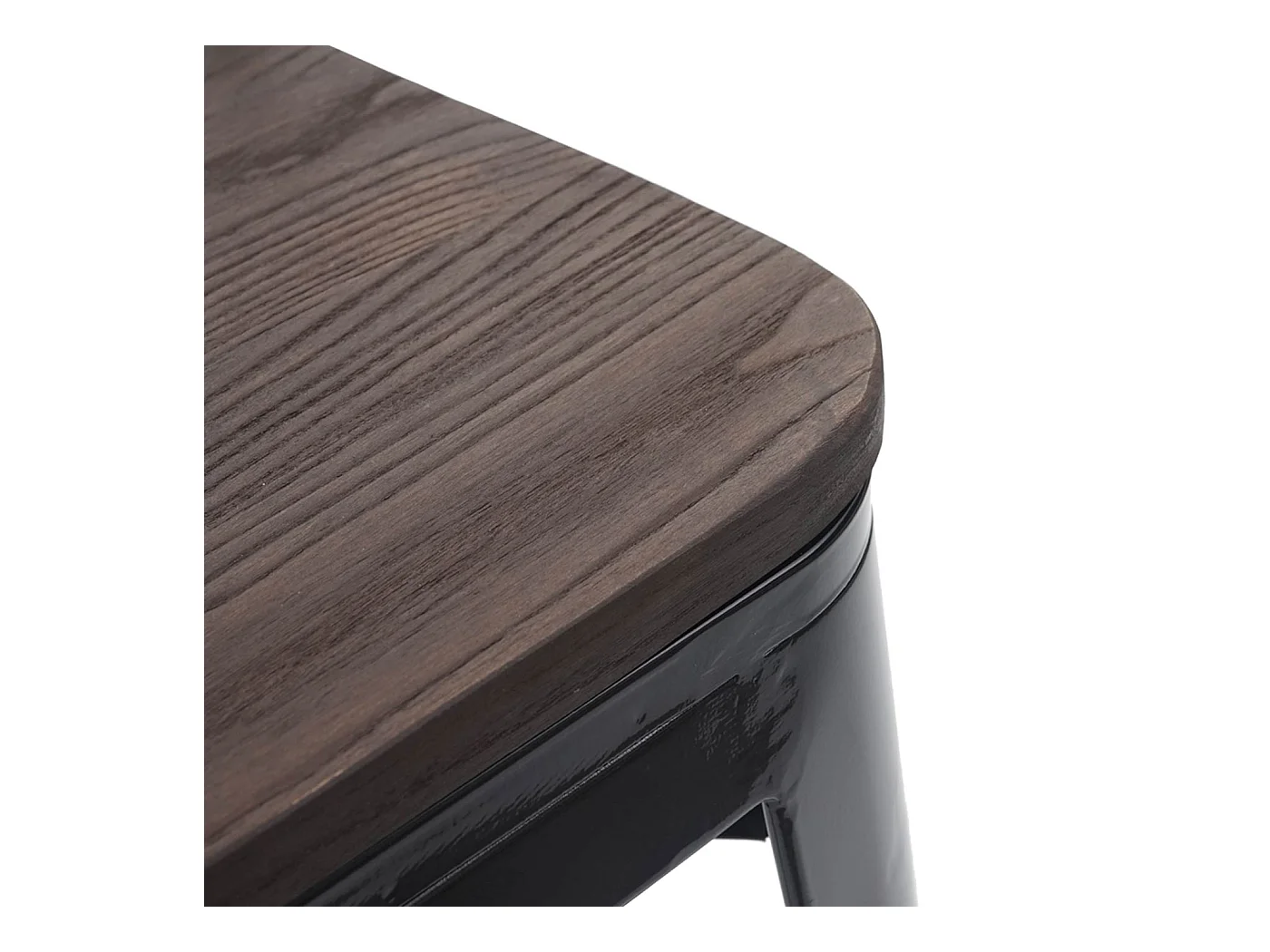 2x tabouret MCW-A73, assise en bois incluse,  noir