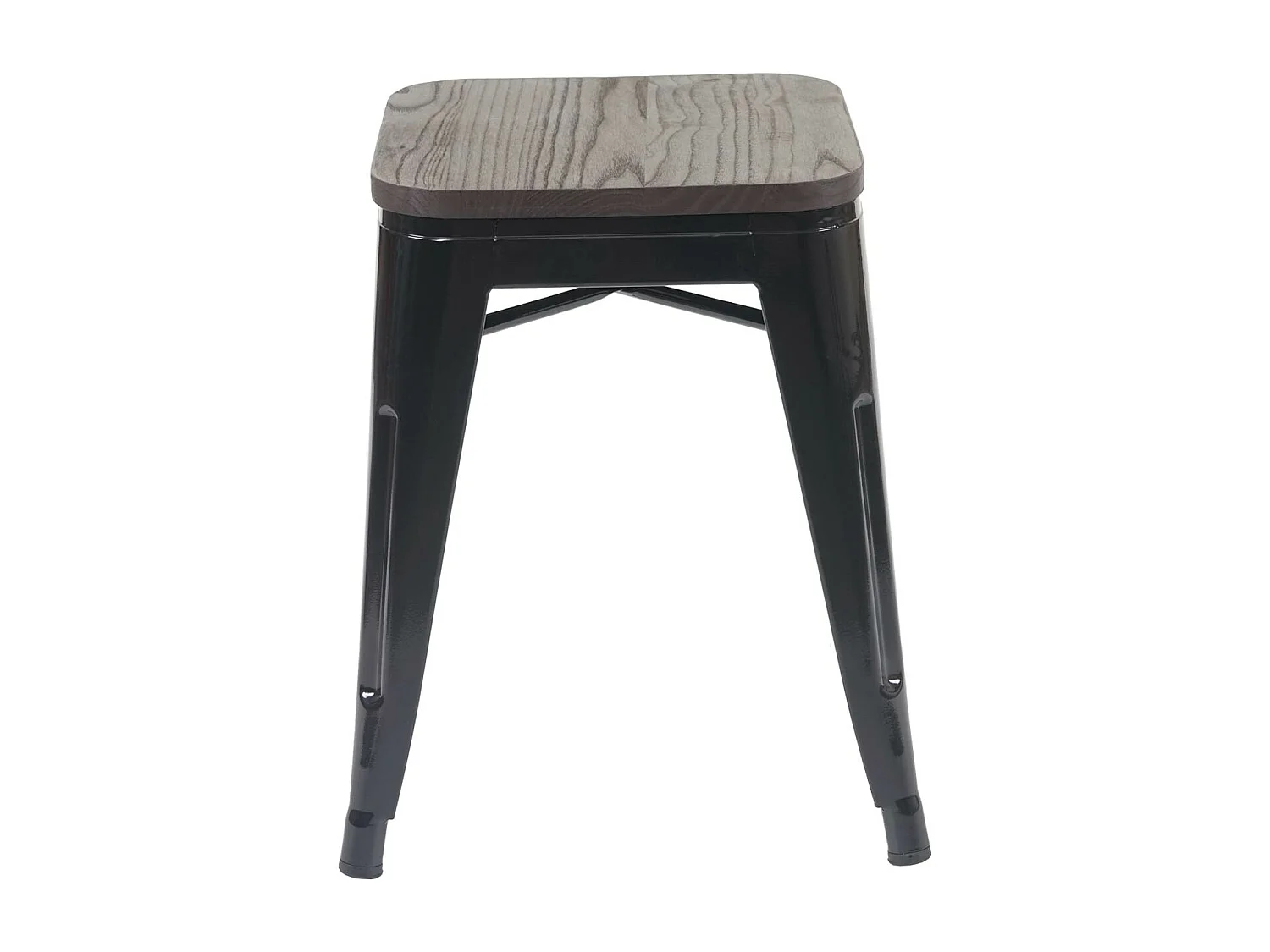 2x tabouret MCW-A73, assise en bois incluse,  noir