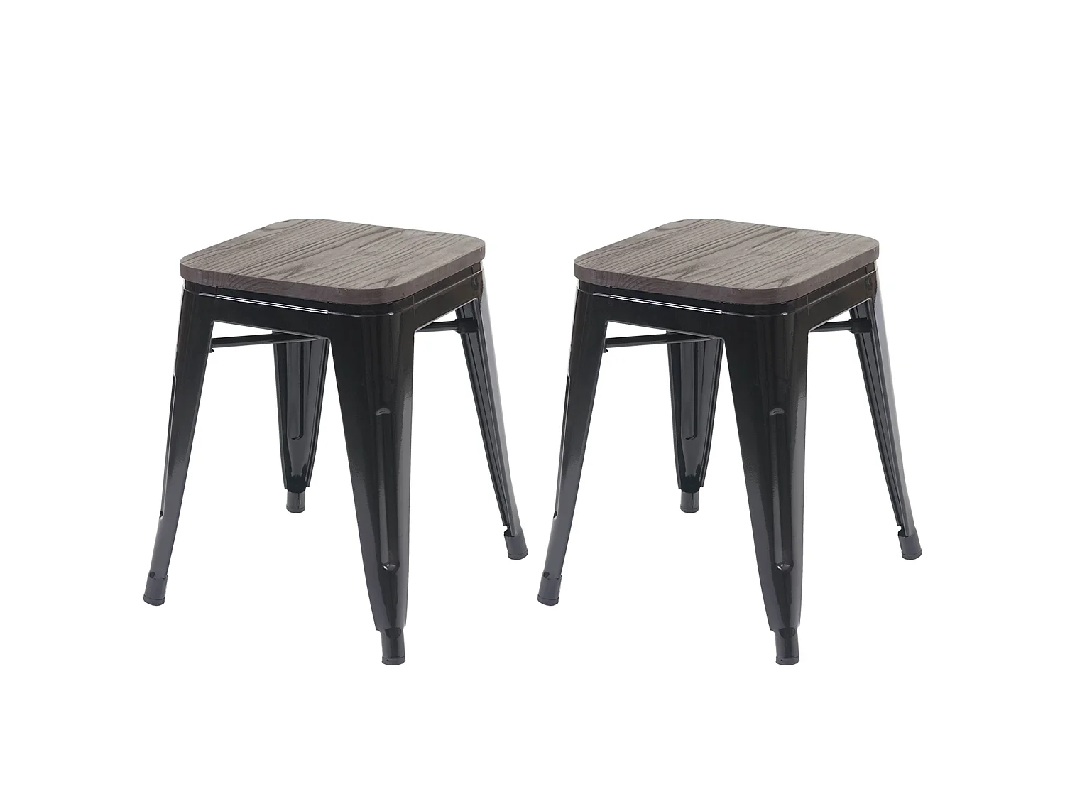 Taboret MCW-A73 (zestaw 2 szt.) Drewniane siedzisko,  czarne