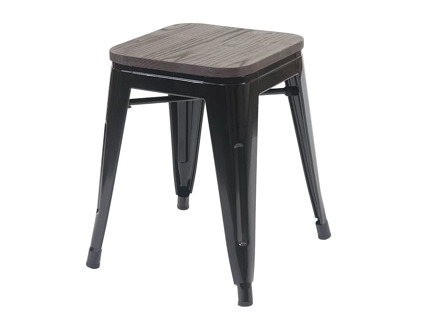 Taboret MCW-A73 (zestaw 2 szt.) Drewniane siedzisko,  czarne