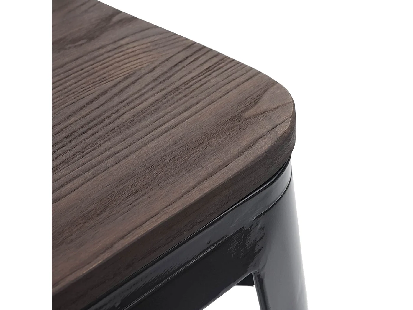 Taboret MCW-A73 (zestaw 2 szt.) Drewniane siedzisko,  czarne