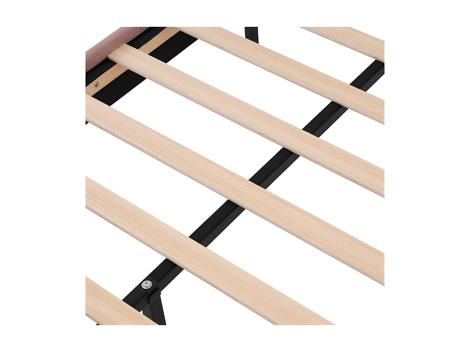 Cama 90x200cm tapizada en terciopelo - con puertos de carga y somier - Rosa