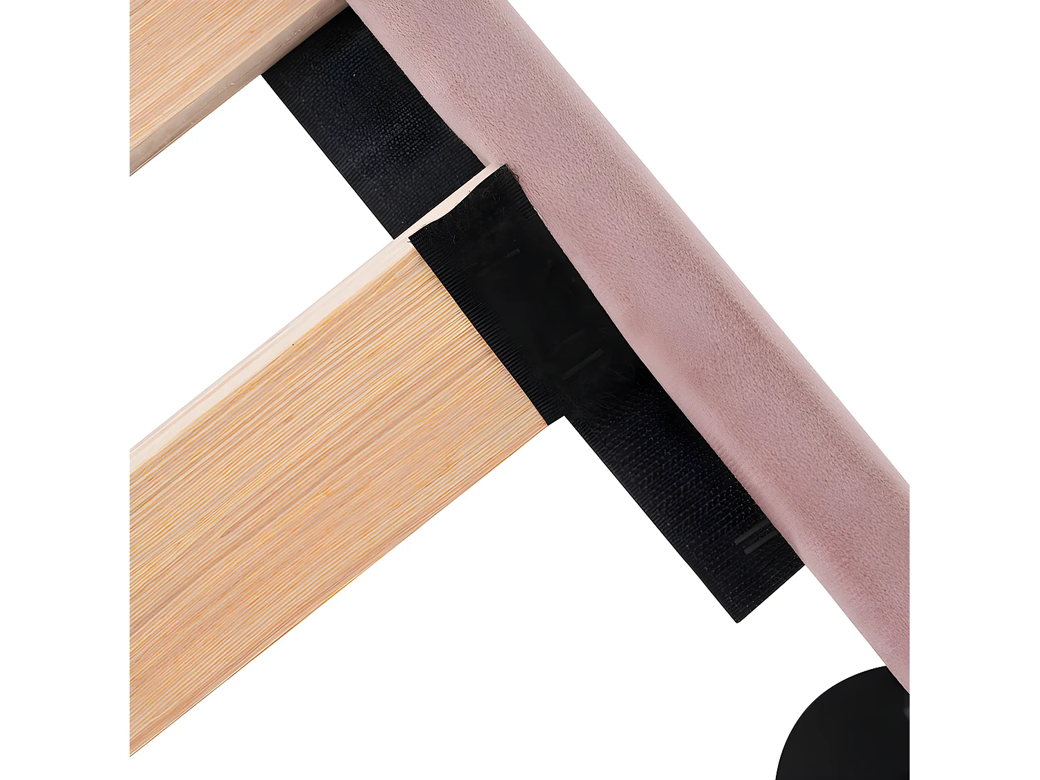 Cama 90x200cm tapizada en terciopelo - con puertos de carga y somier - Rosa