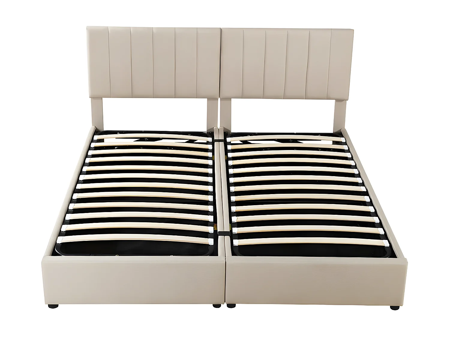 Gestoffeerd opbergbed in linnenstof - 180x200cm - om te bouwen tot 2 eenpersoonsbedden - Beige