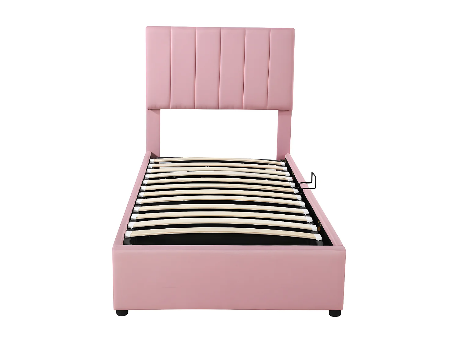 Gestoffeerd opbergbed in linnenstof - 90x200cm - Roze