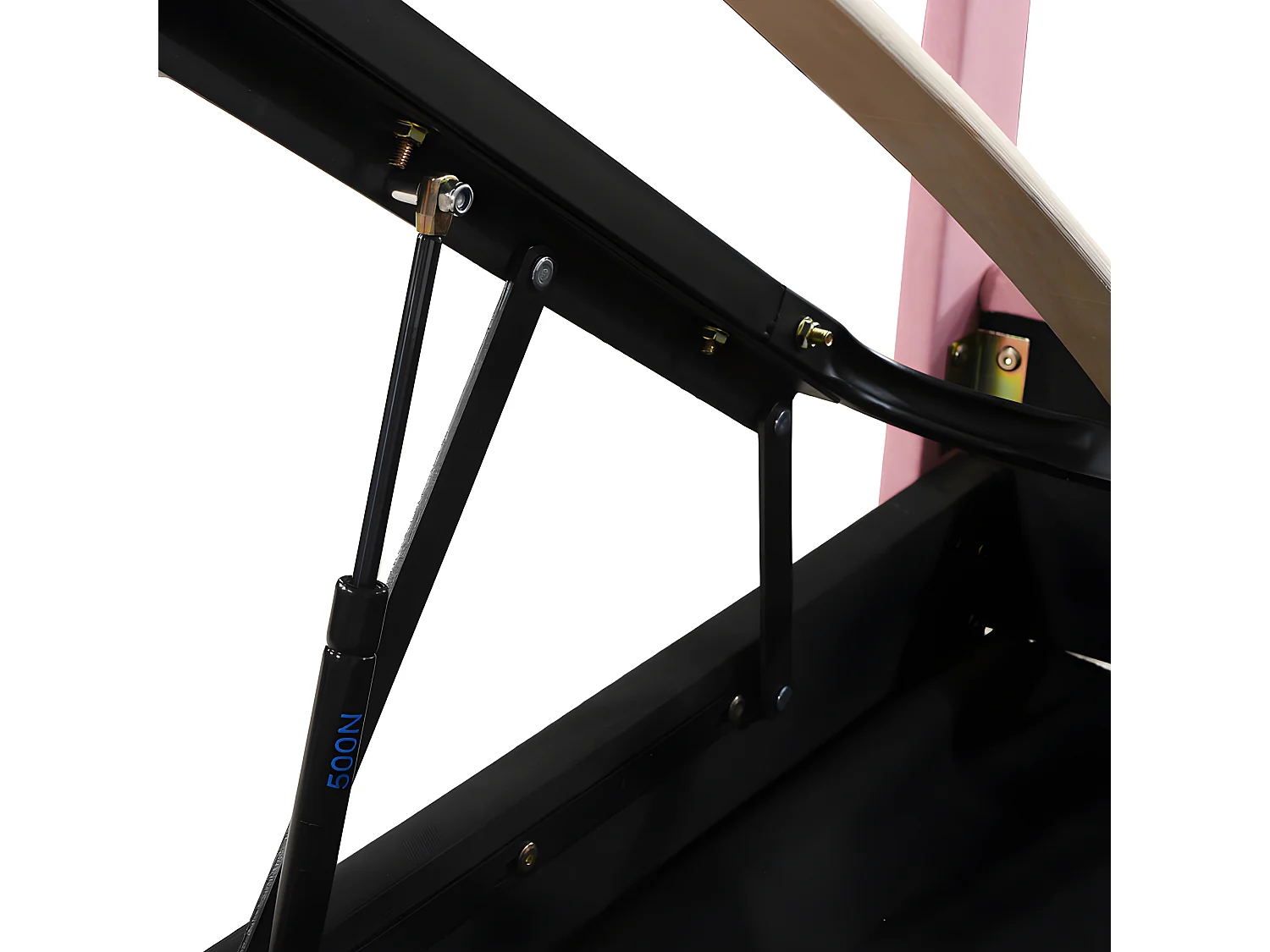 Gestoffeerd opbergbed in linnenstof - 90x200cm - Roze