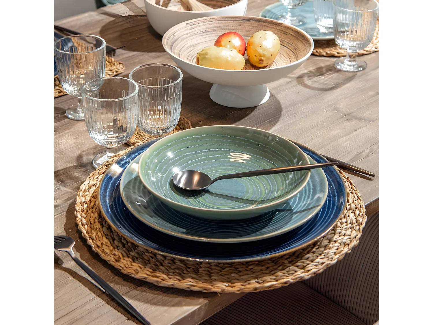 Assiette plate moon lagon 27 cm (lot de 6)