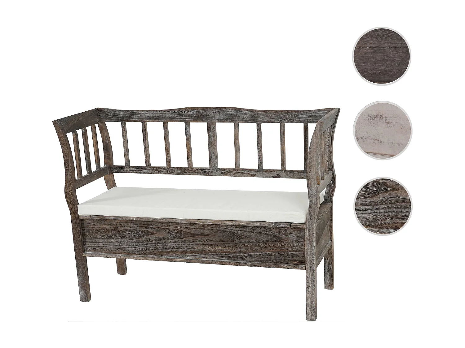 Bank H207 Opbergvak Shabby-look,  bruin, shabby