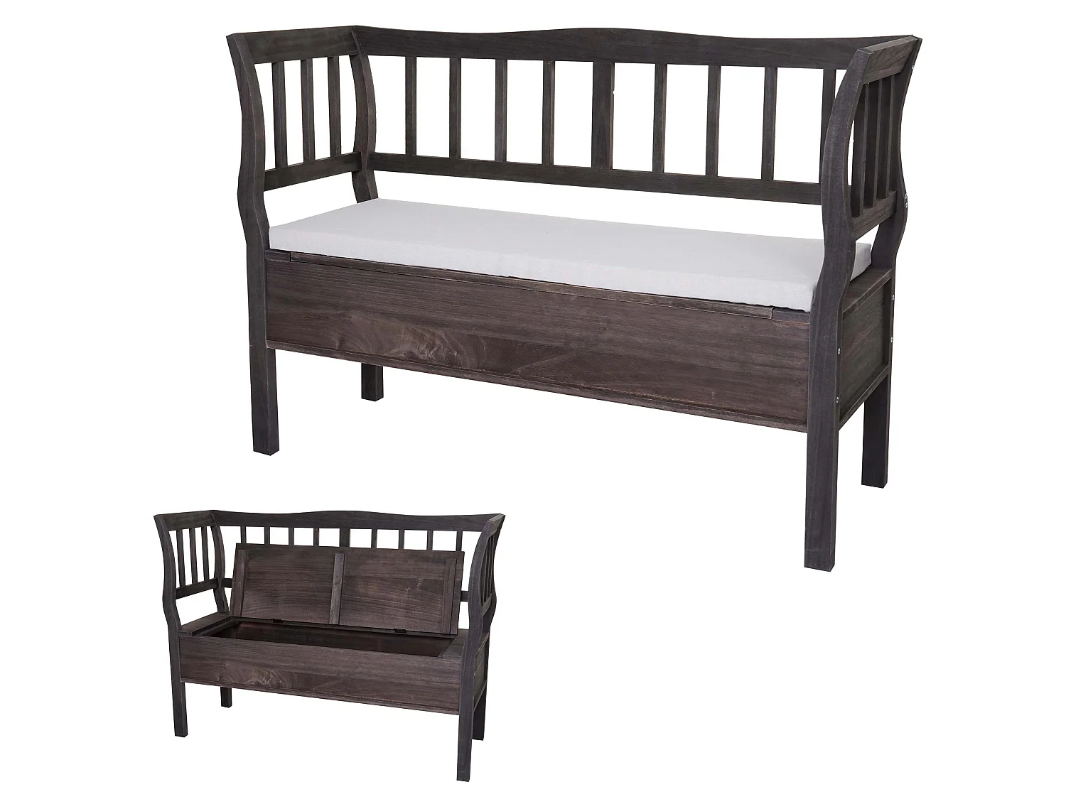 Ławka H207 Schowek Shabby-Look,  szaro-brązowa, shabby