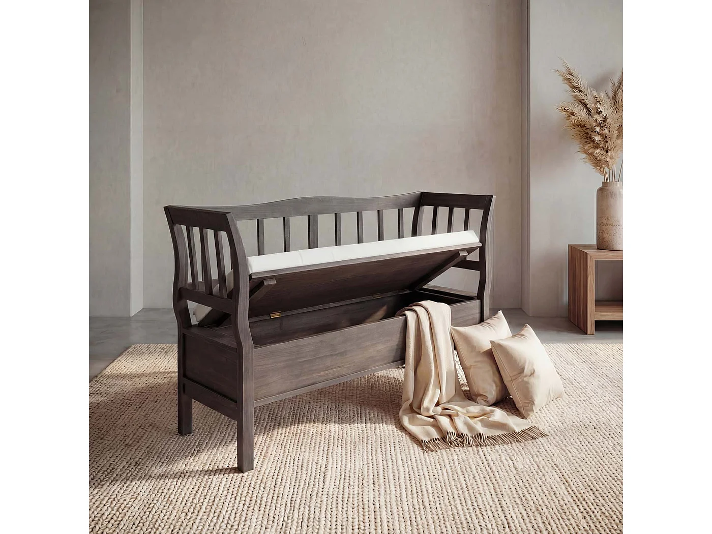 Ławka H207 Schowek Shabby-Look,  szaro-brązowa, shabby